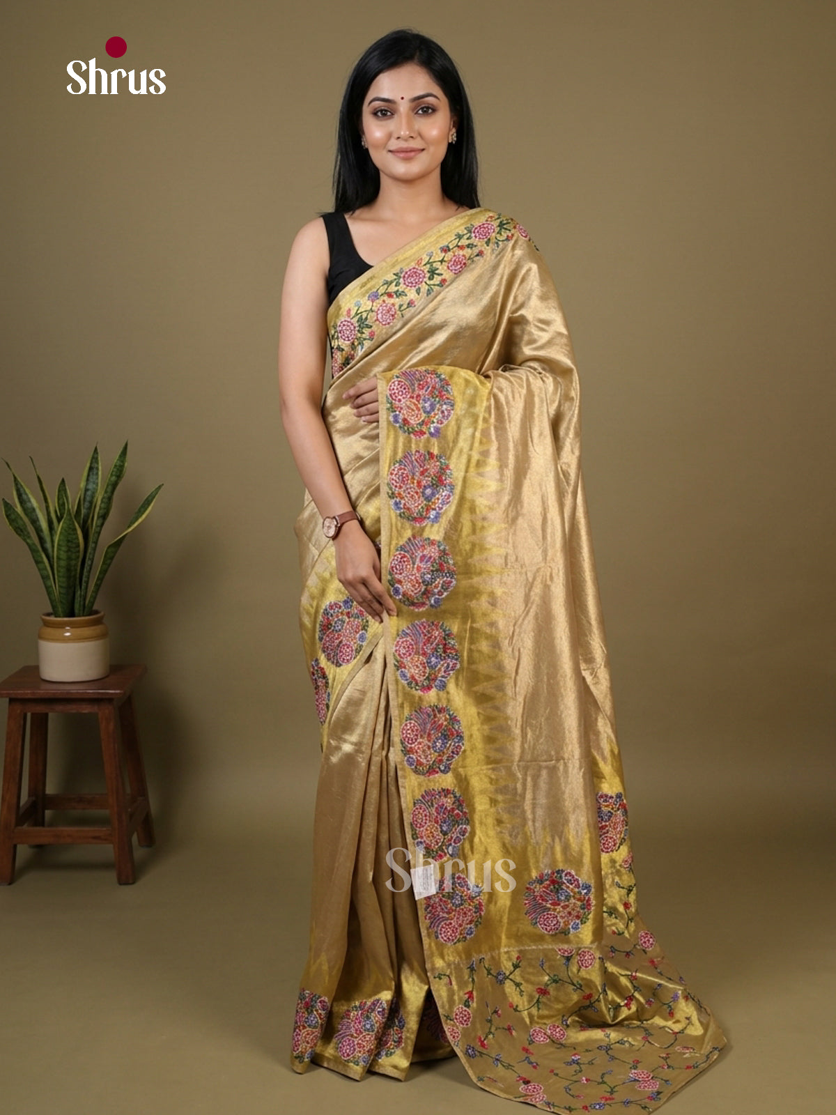 Tissue Embroidery Saree - EI02049