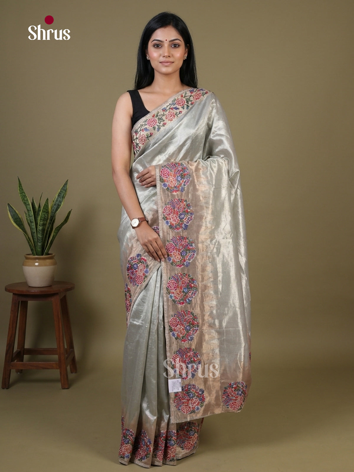 Tissue Embroidery Saree - EI02057