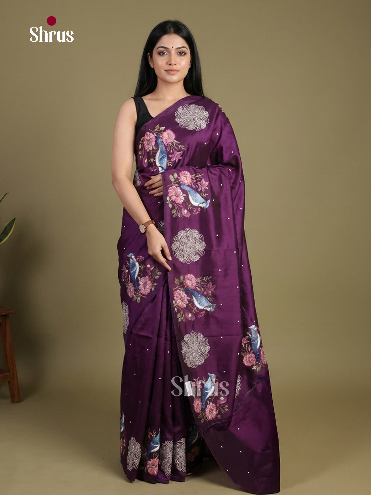 Tussar Embroidery Saree - EI02077