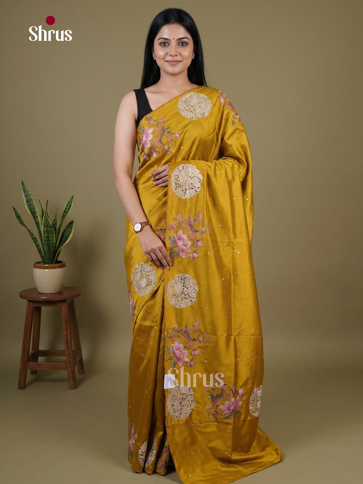 Tussar Embroidery Saree - EI02083