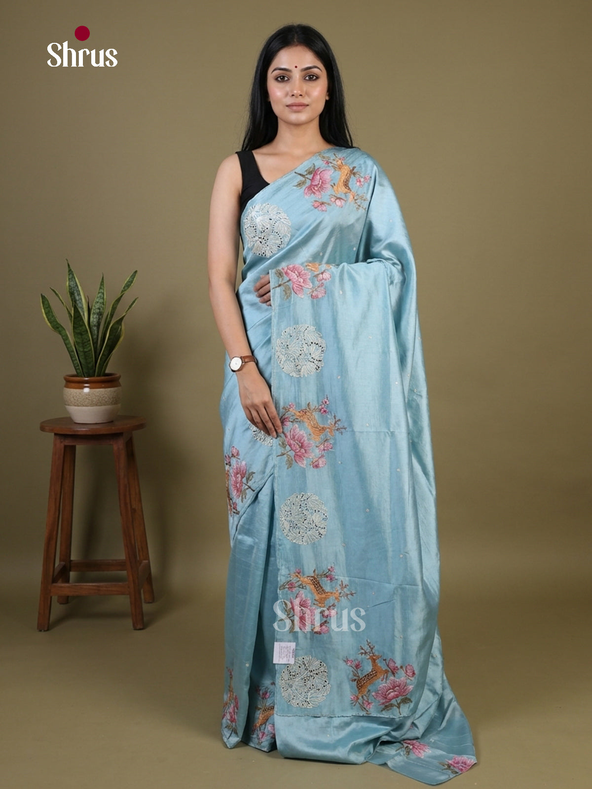 Tussar Embroidery Saree - EI02088