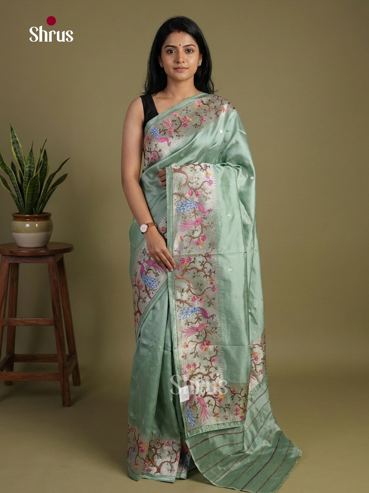 Tussar Embroidery Saree - EI02114