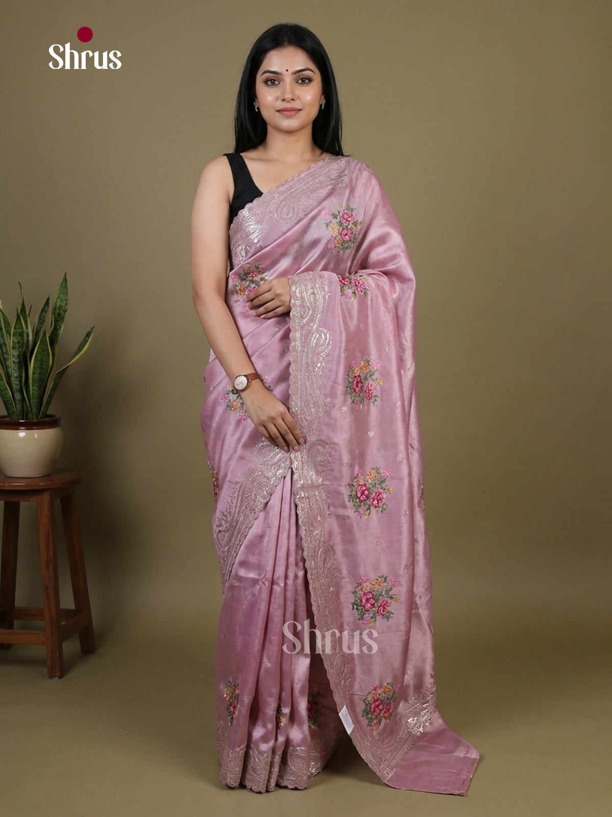 Tissue Embroidery Saree - EI02129