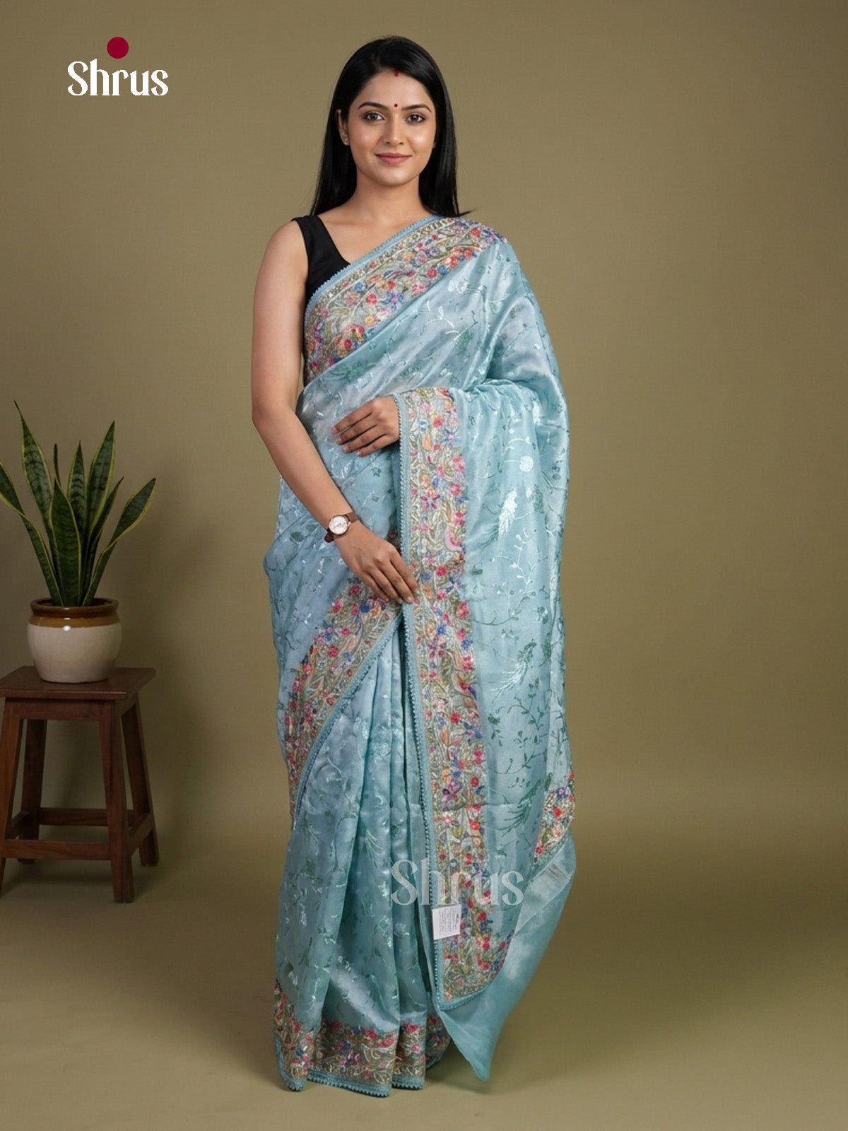 Tissue Embroidery Saree - EI02191