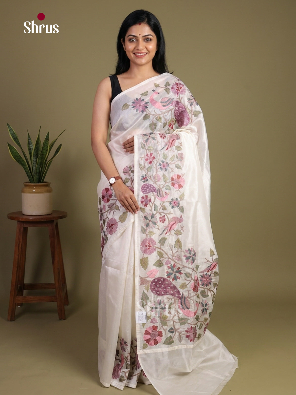 Tissue Embroidery Saree - EI02214