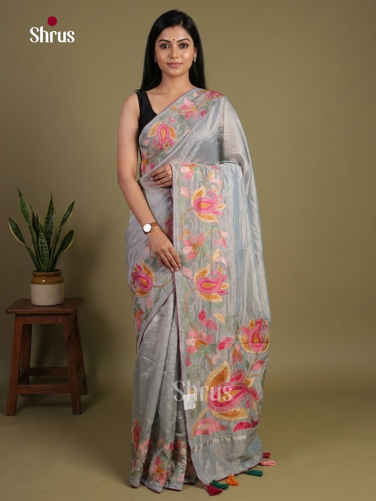 Tissue Embroidery Saree - EI02242