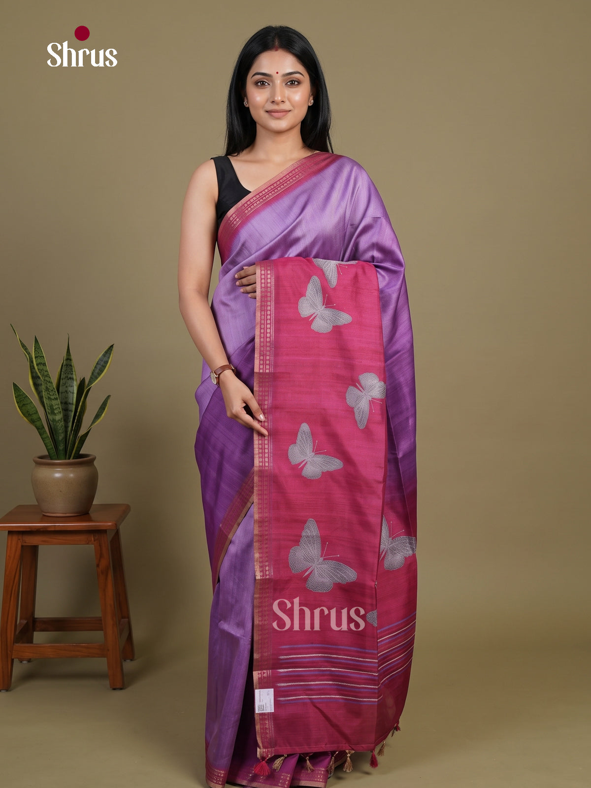 Printed Semi Tussar Saree - EI07182 - Shop on Shrus.com