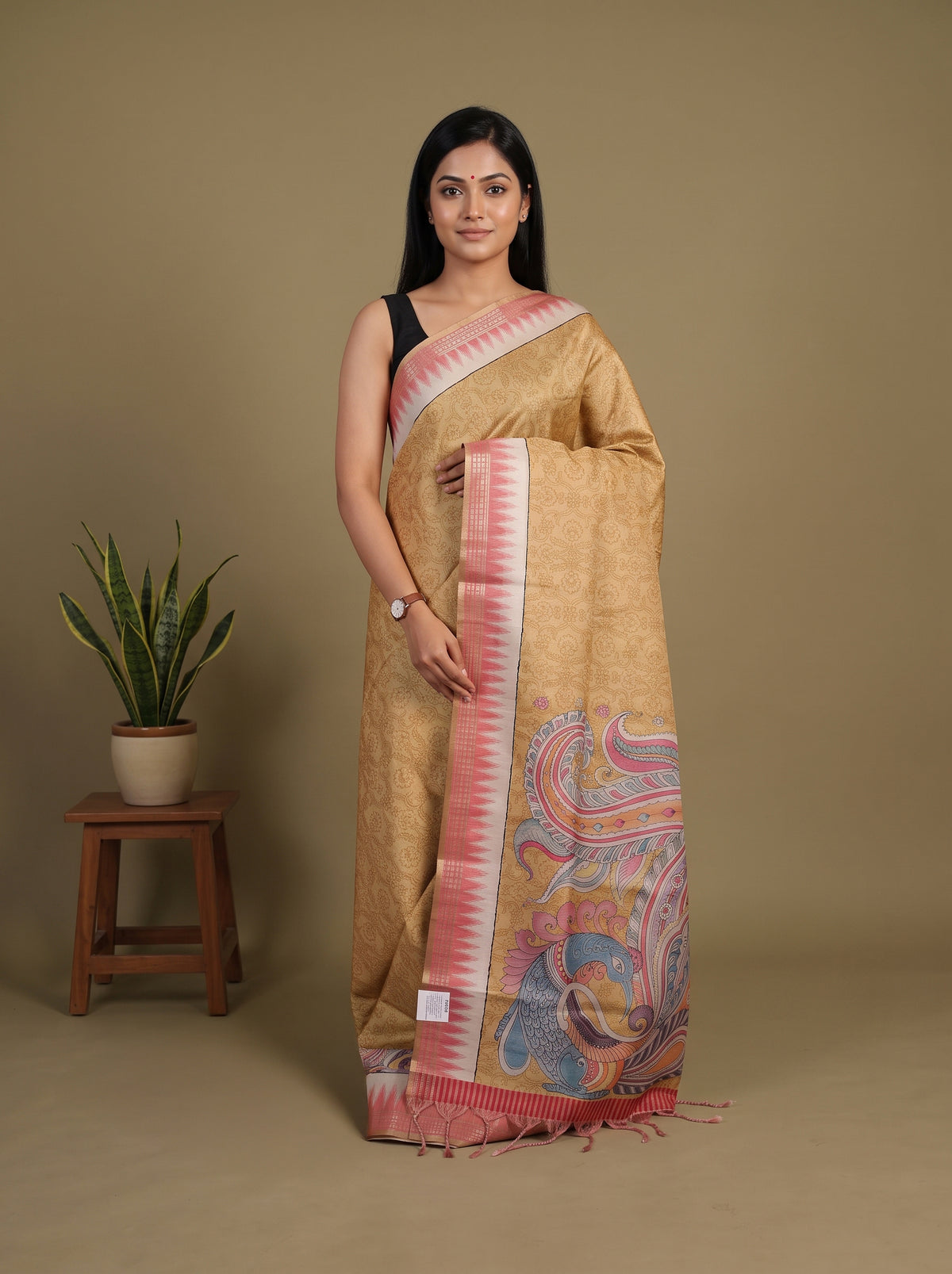 Printed Semi Tussar Saree - EI07198 - Shop on Shrus.com