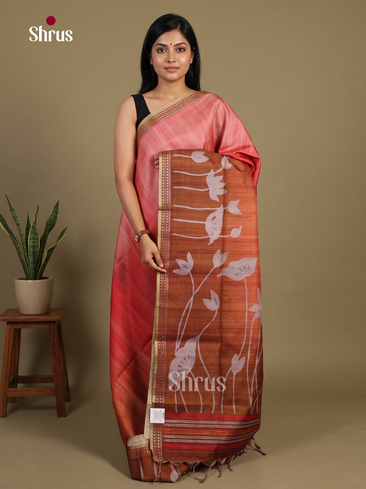Printed Semi Tussar Saree - EI07199 - Shop on Shrus.com