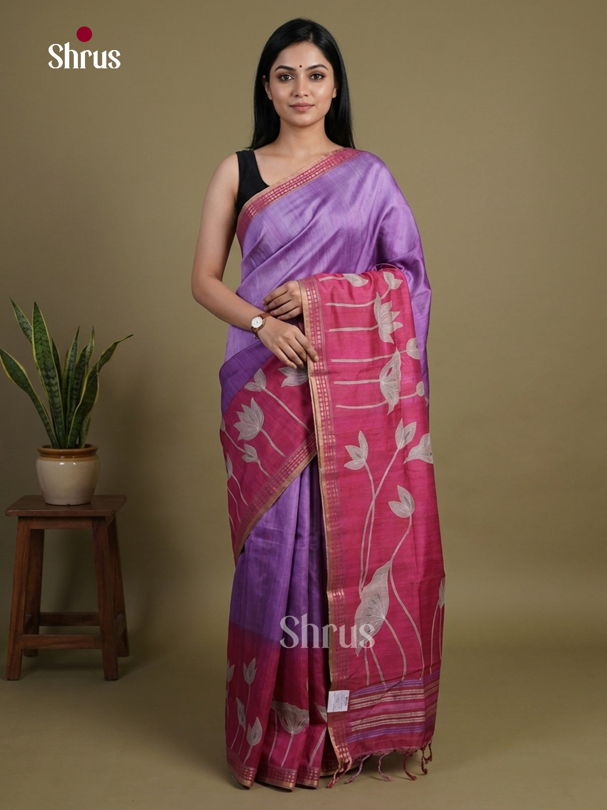 Printed Semi Tussar Saree - EI07203 - Shop on Shrus.com