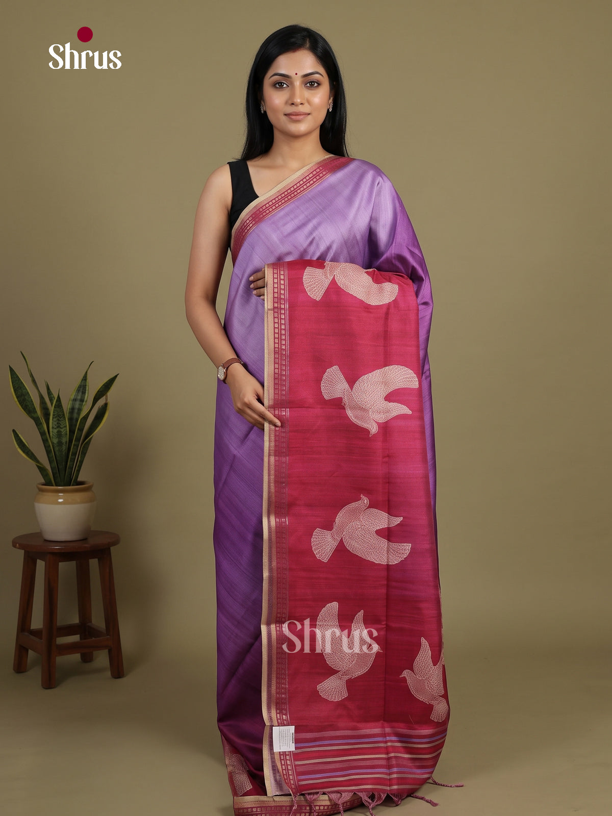 Printed Semi Tussar Saree - EI07206 - Shop on Shrus.com
