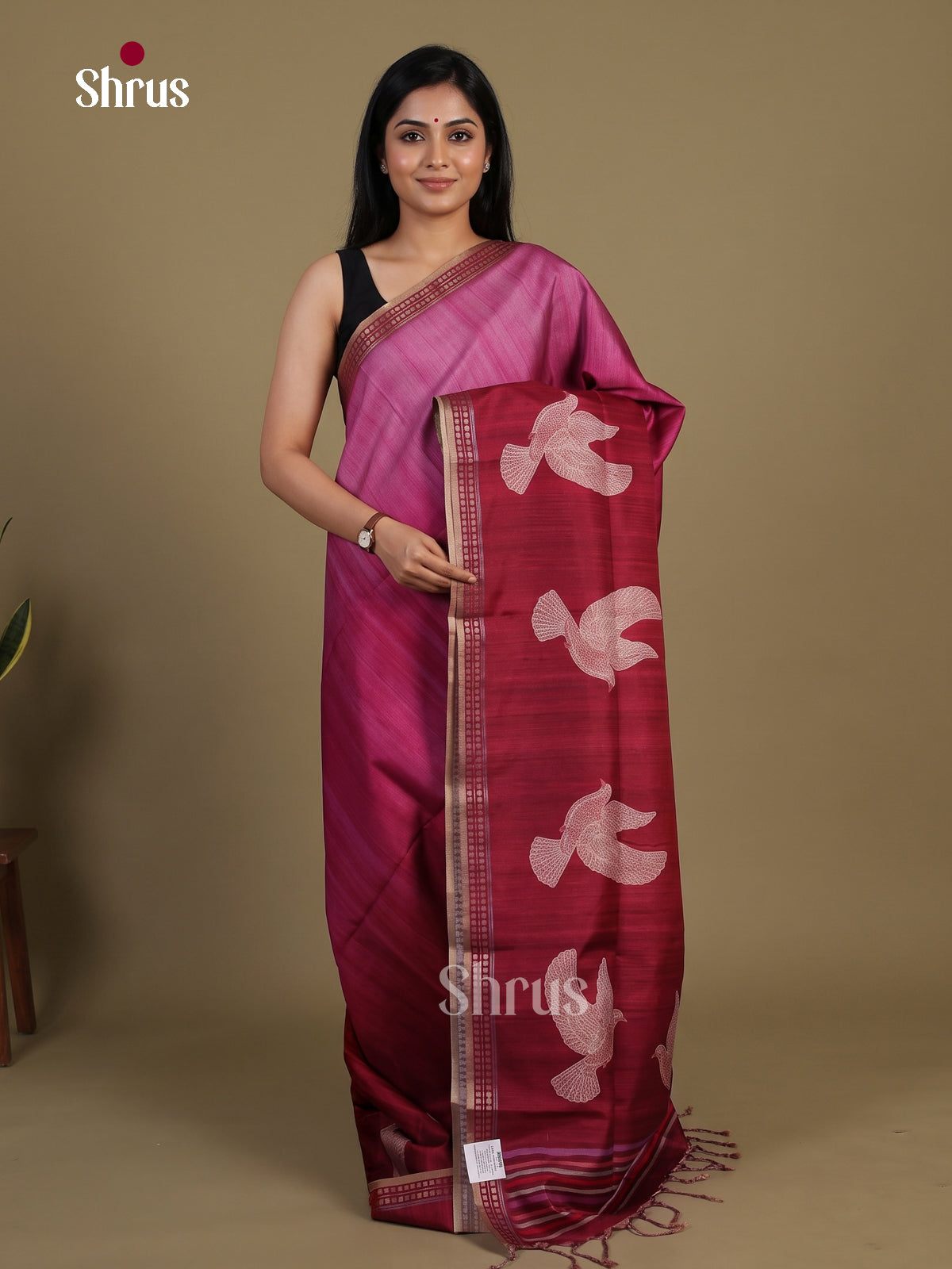 Printed Semi Tussar Saree - EI07207 - Shop on Shrus.com