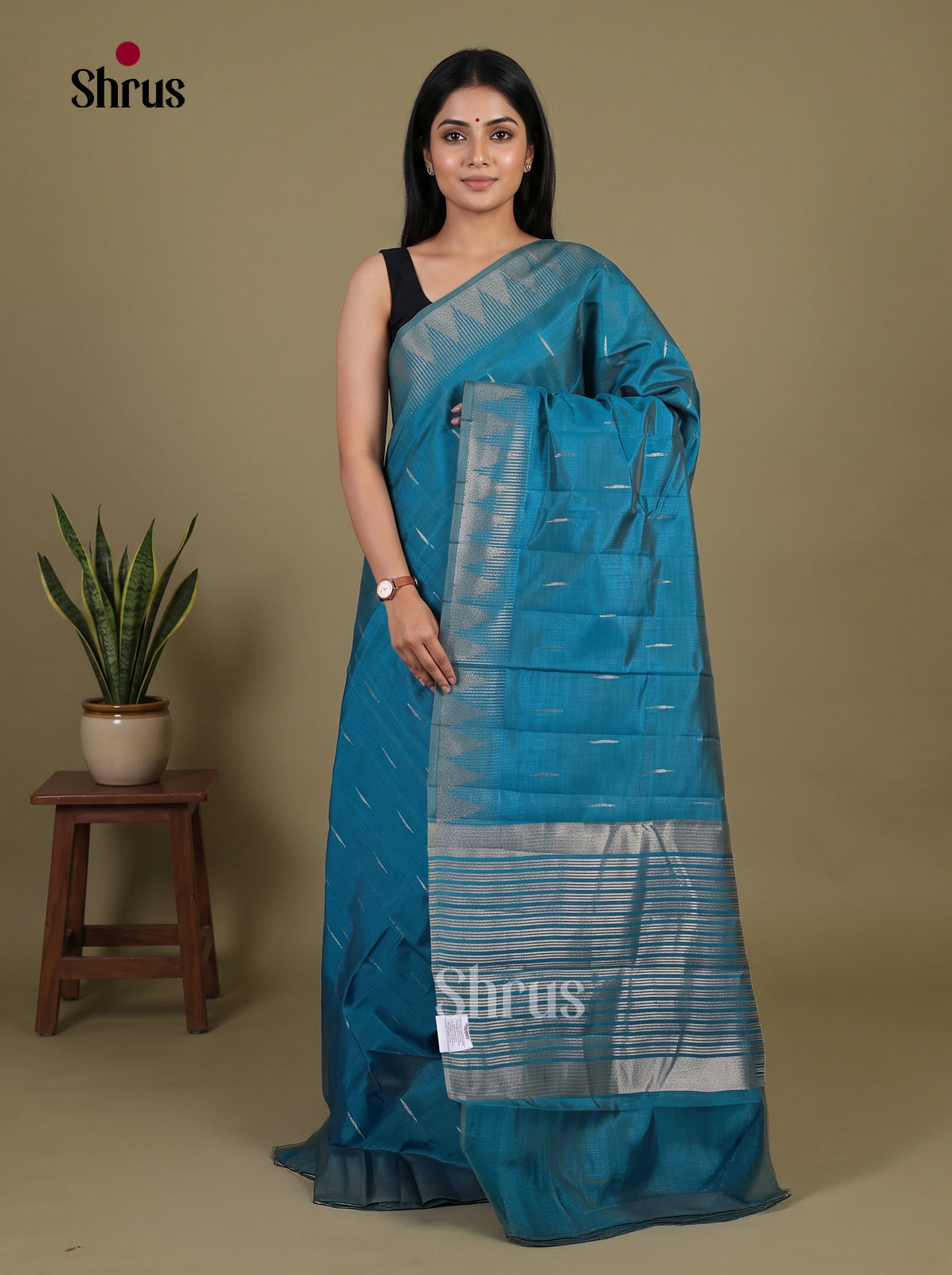 Blue - Semi Rawsilk Saree
