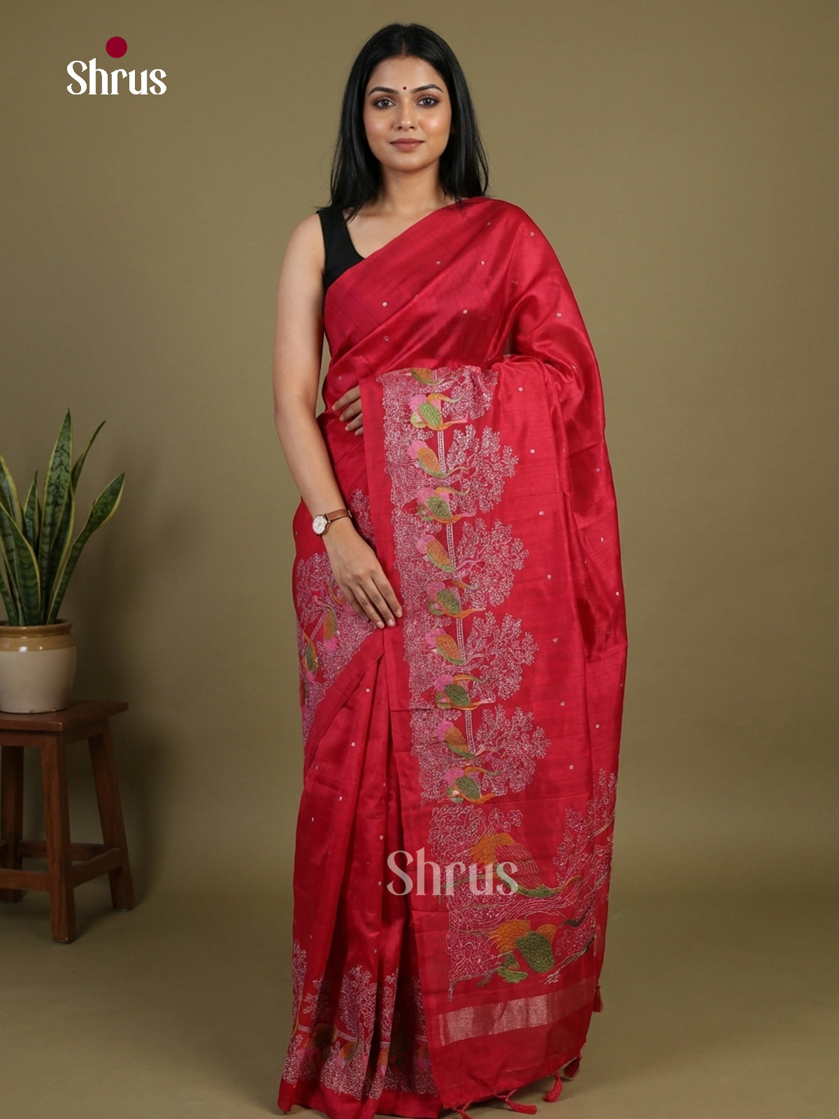 Semi Rawsilk Embroidery Saree - EI10048