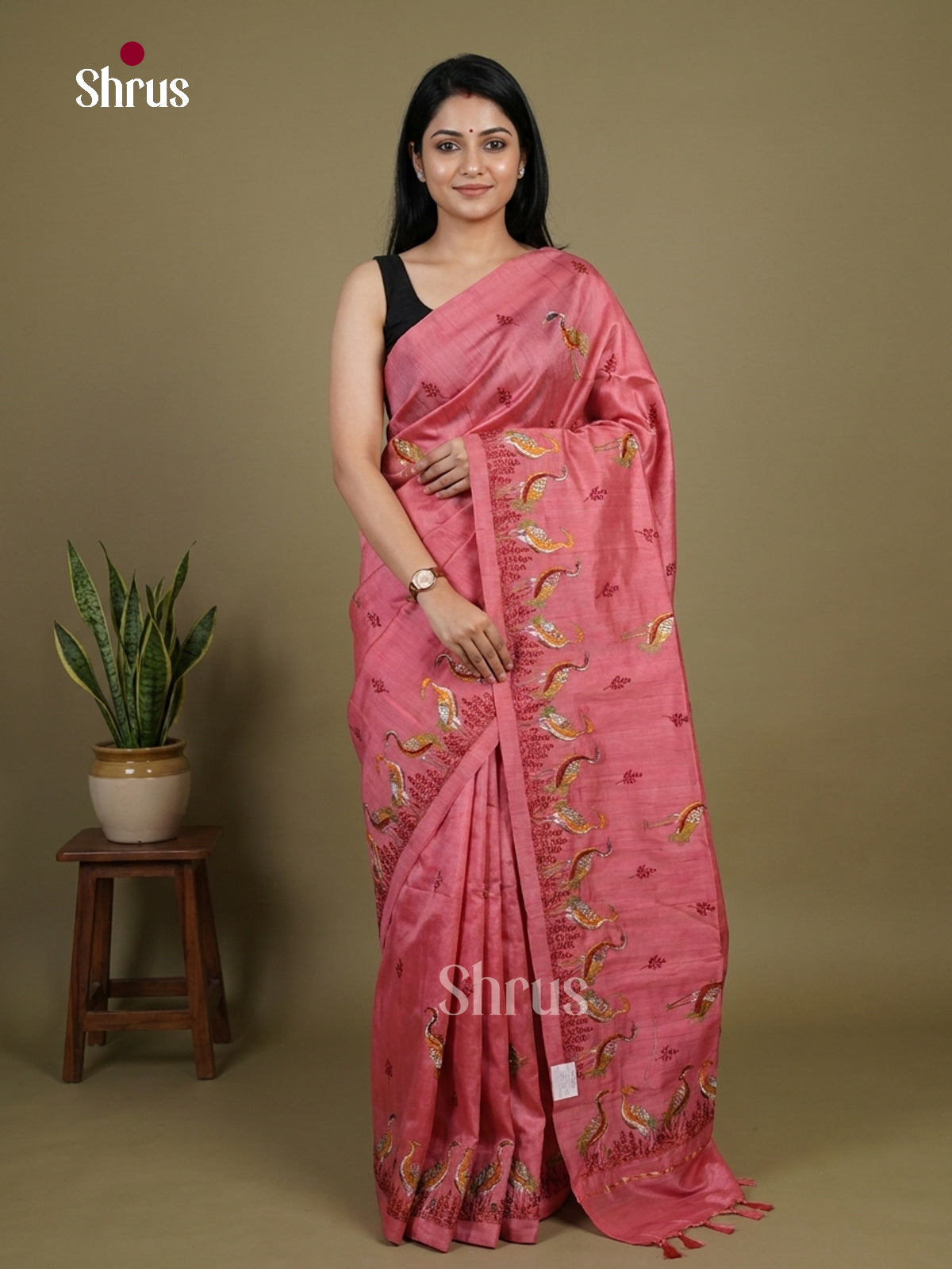 Semi Rawsilk Embroidery Saree - EI10091