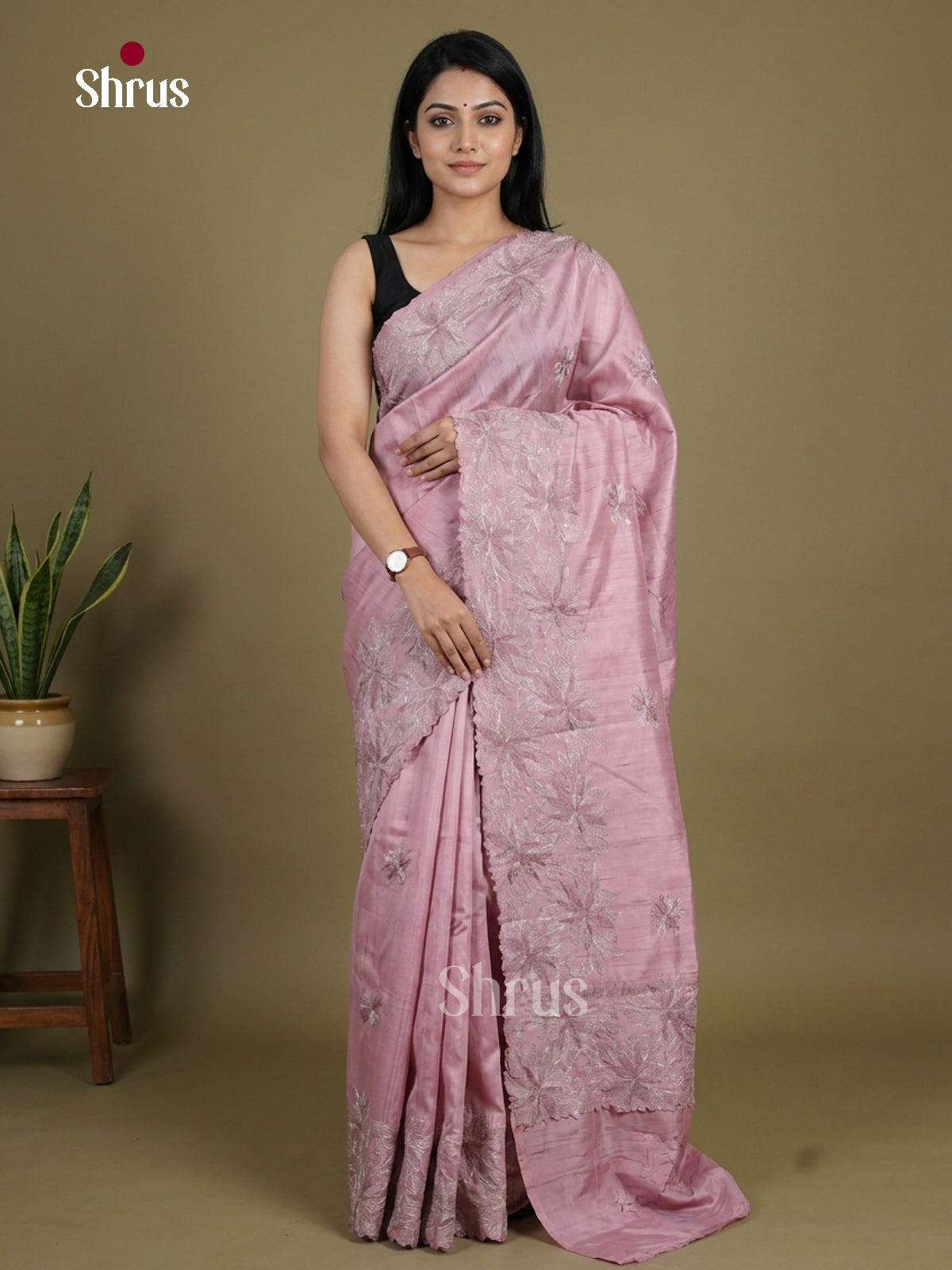 Semi Rawsilk Embroidery Saree - EI10098