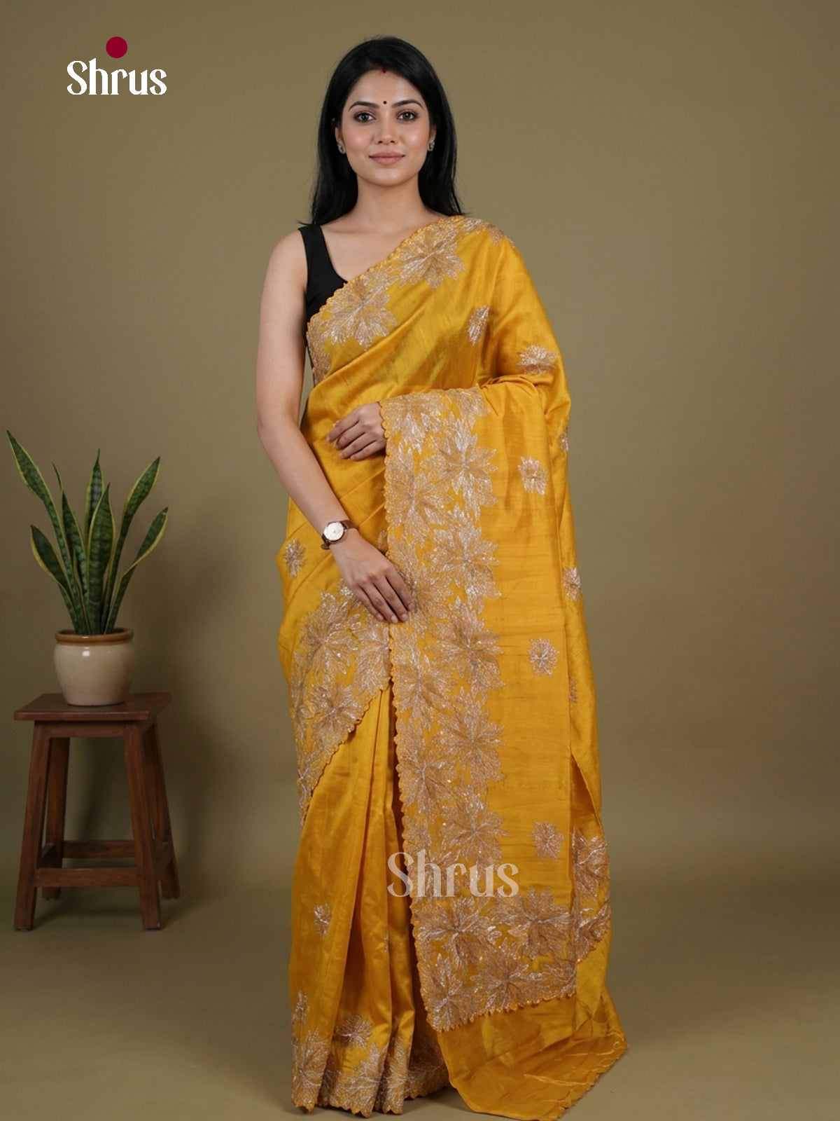 Semi Rawsilk Embroidery Saree - EI10104