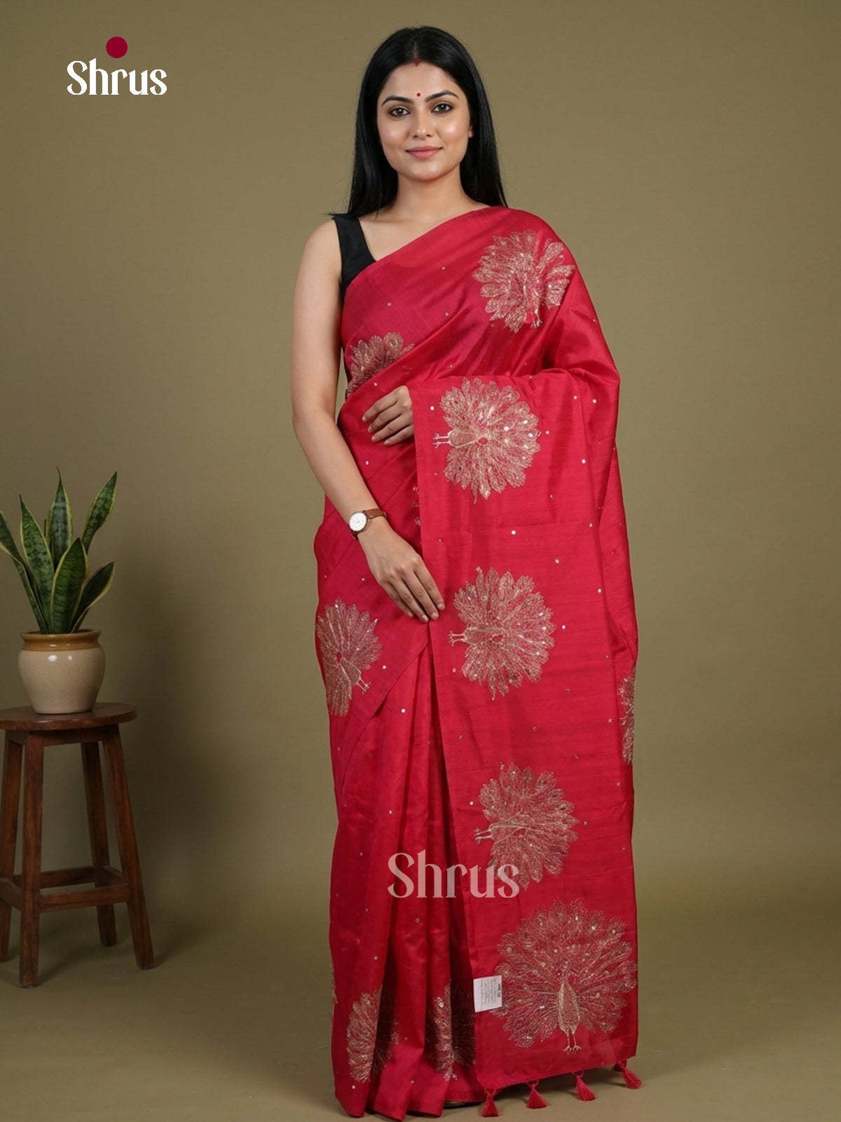 Semi Rawsilk Embroidery Saree - EI10125
