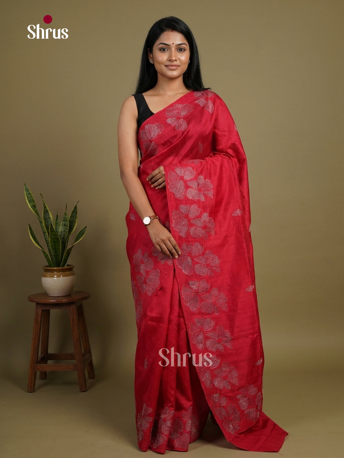Semi Rawsilk Embroidery Saree - EI10165