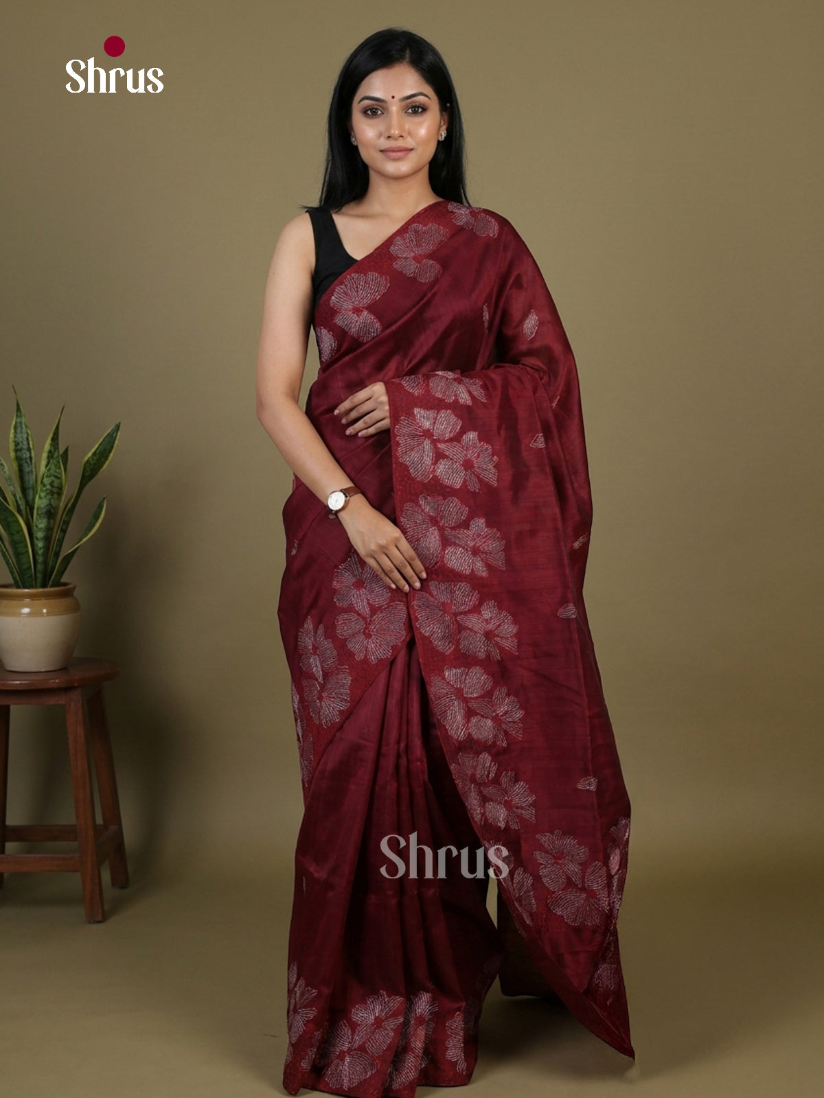 Semi Rawsilk Embroidery Saree - EI10167