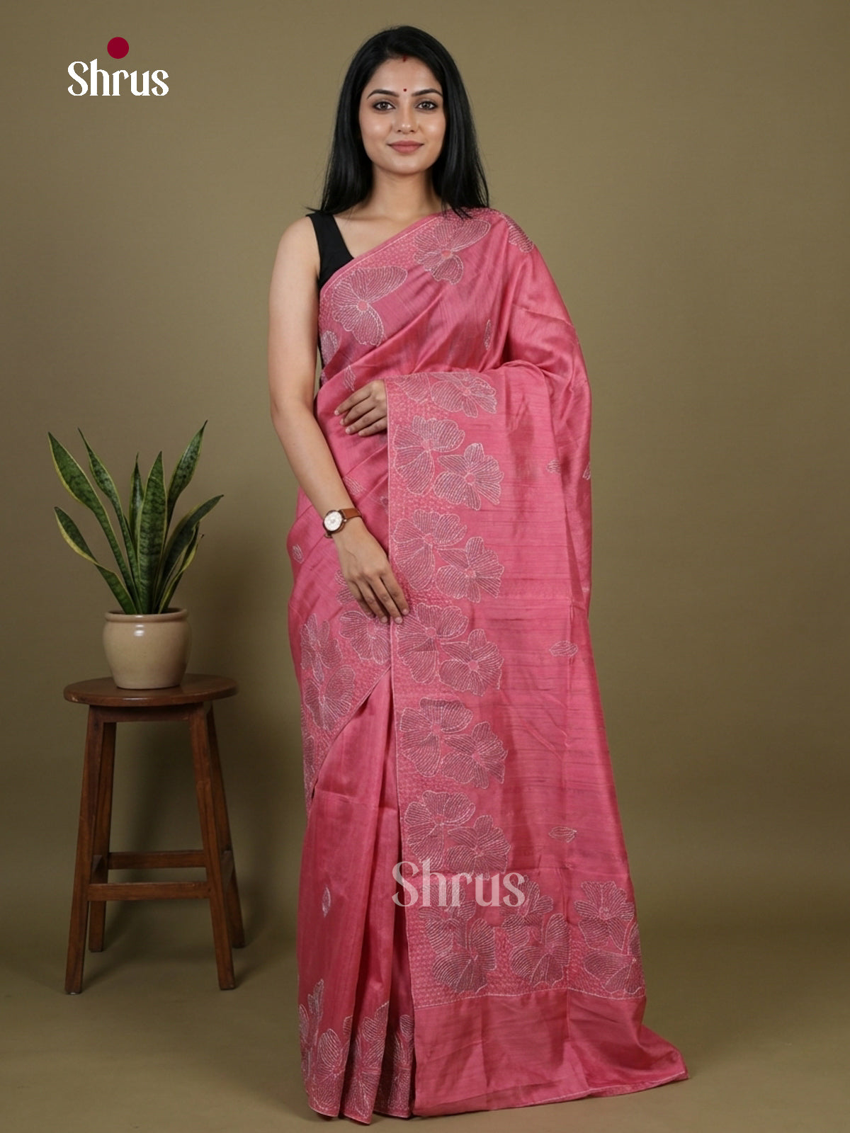 Semi Rawsilk Embroidery Saree - EI10170