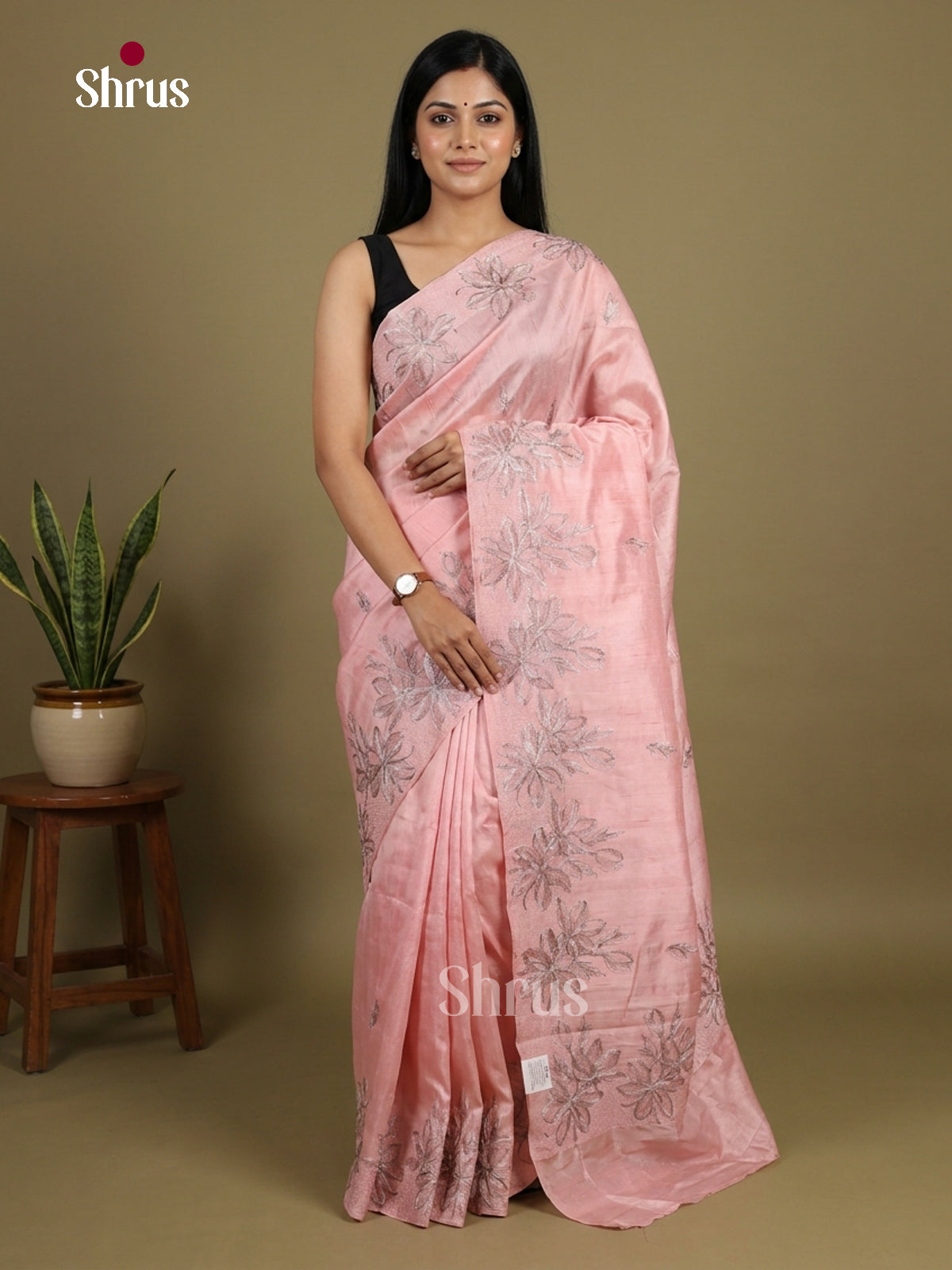 Semi Rawsilk Embroidery Saree - EI10185