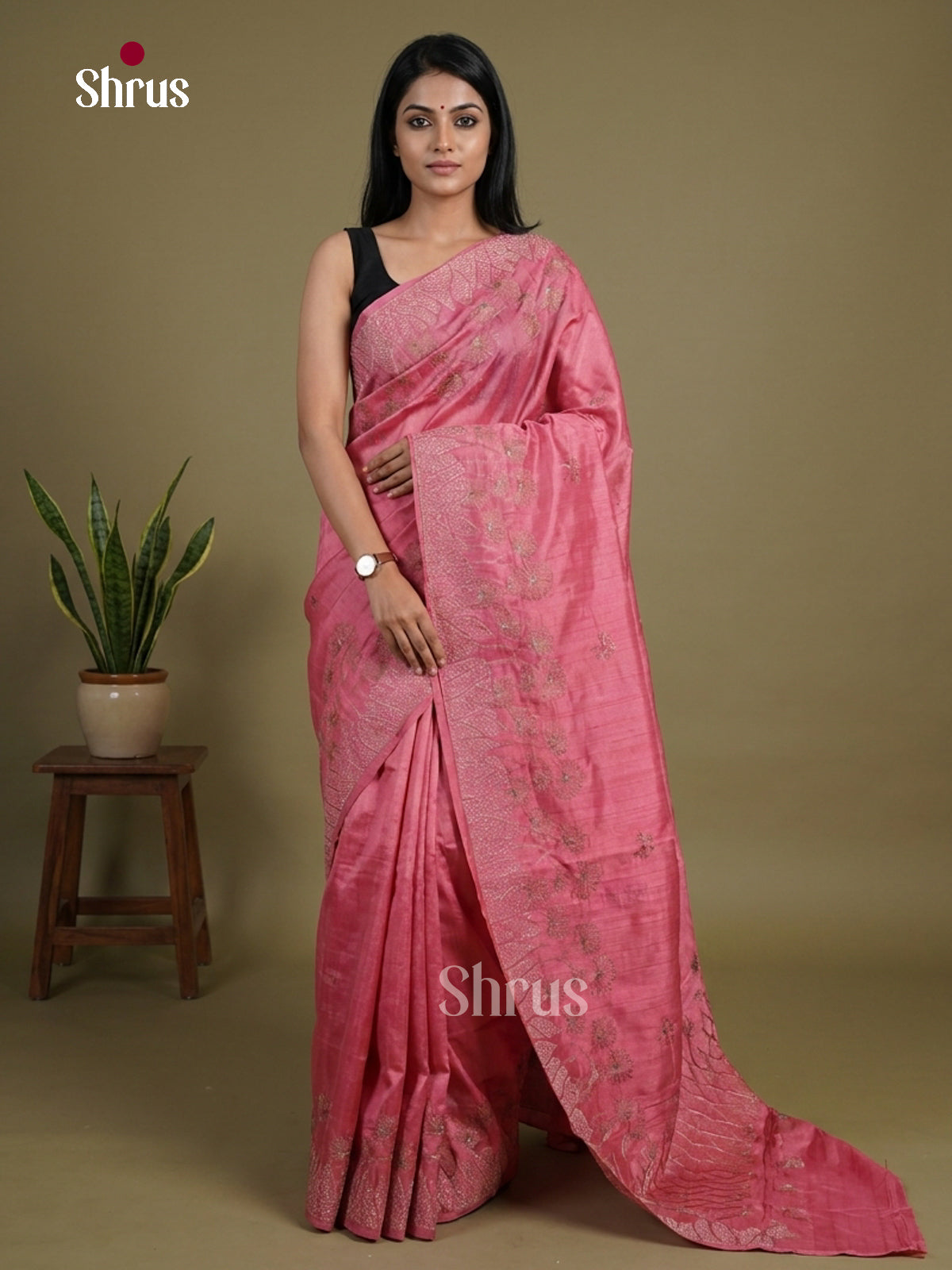 Semi Rawsilk Embroidery Saree - EI10207