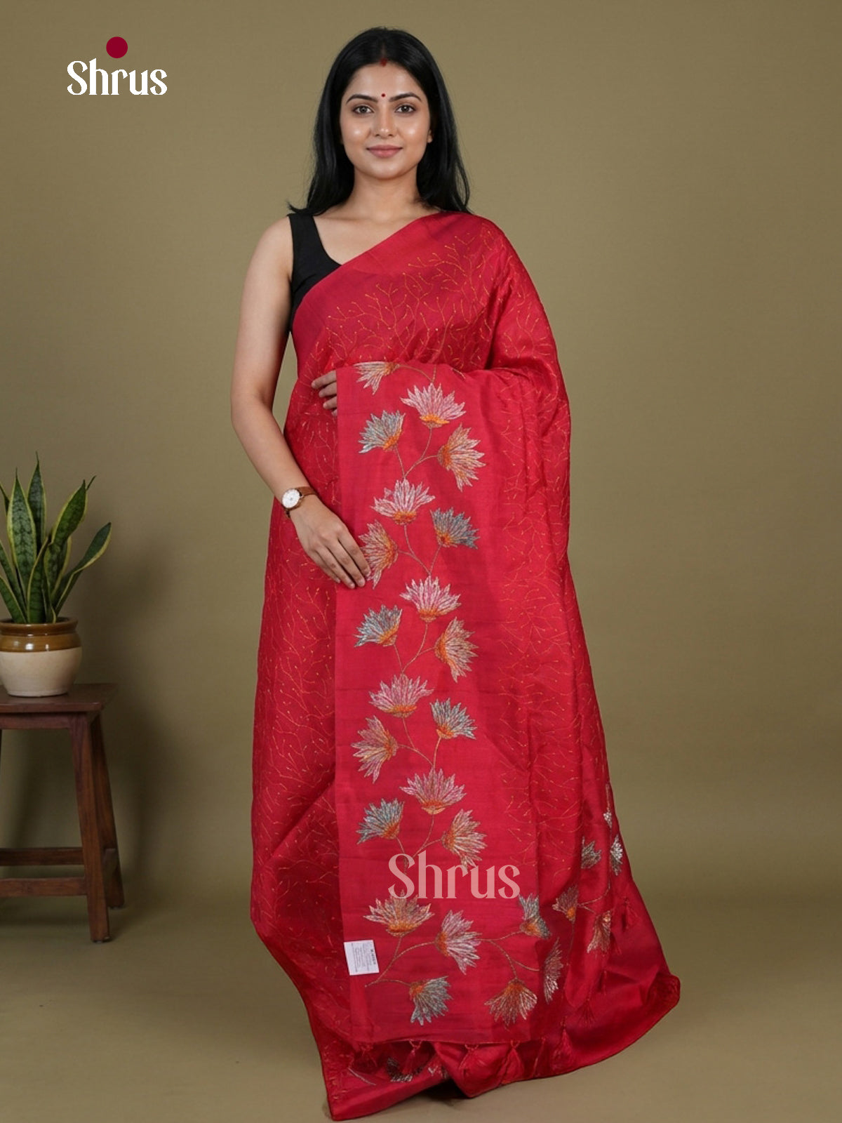 Semi Rawsilk Embroidery Saree - EI10436