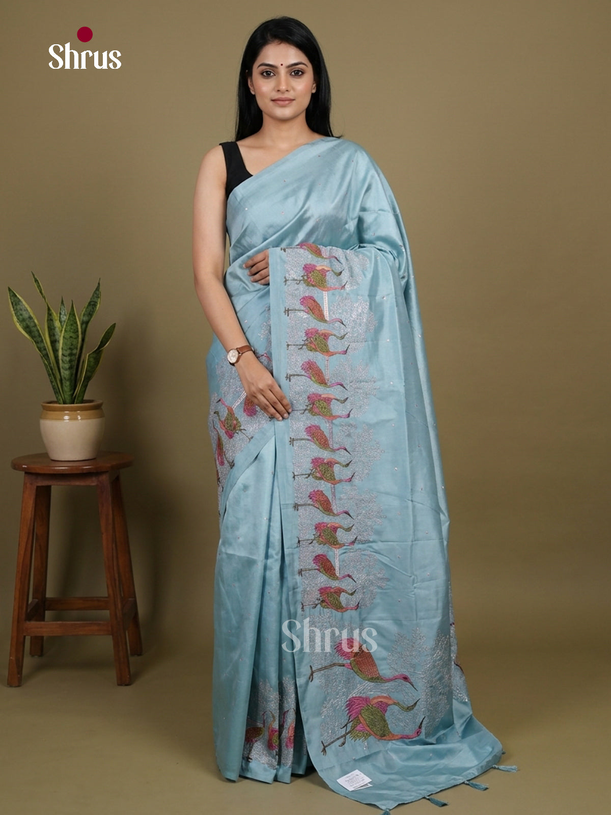 Semi Rawsilk Embroidery Saree - EI10570