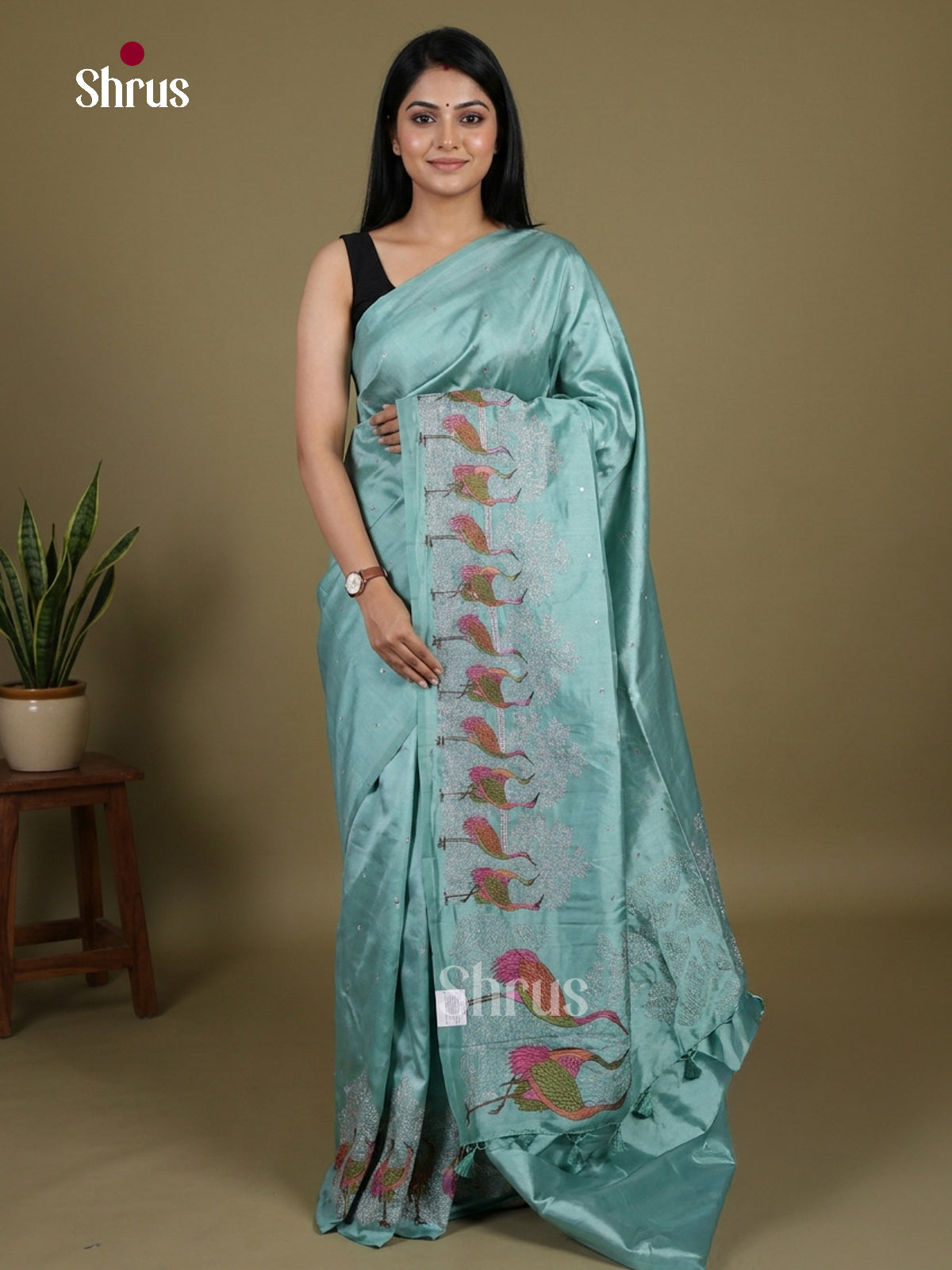 Semi Rawsilk Embroidery Saree - EI10571