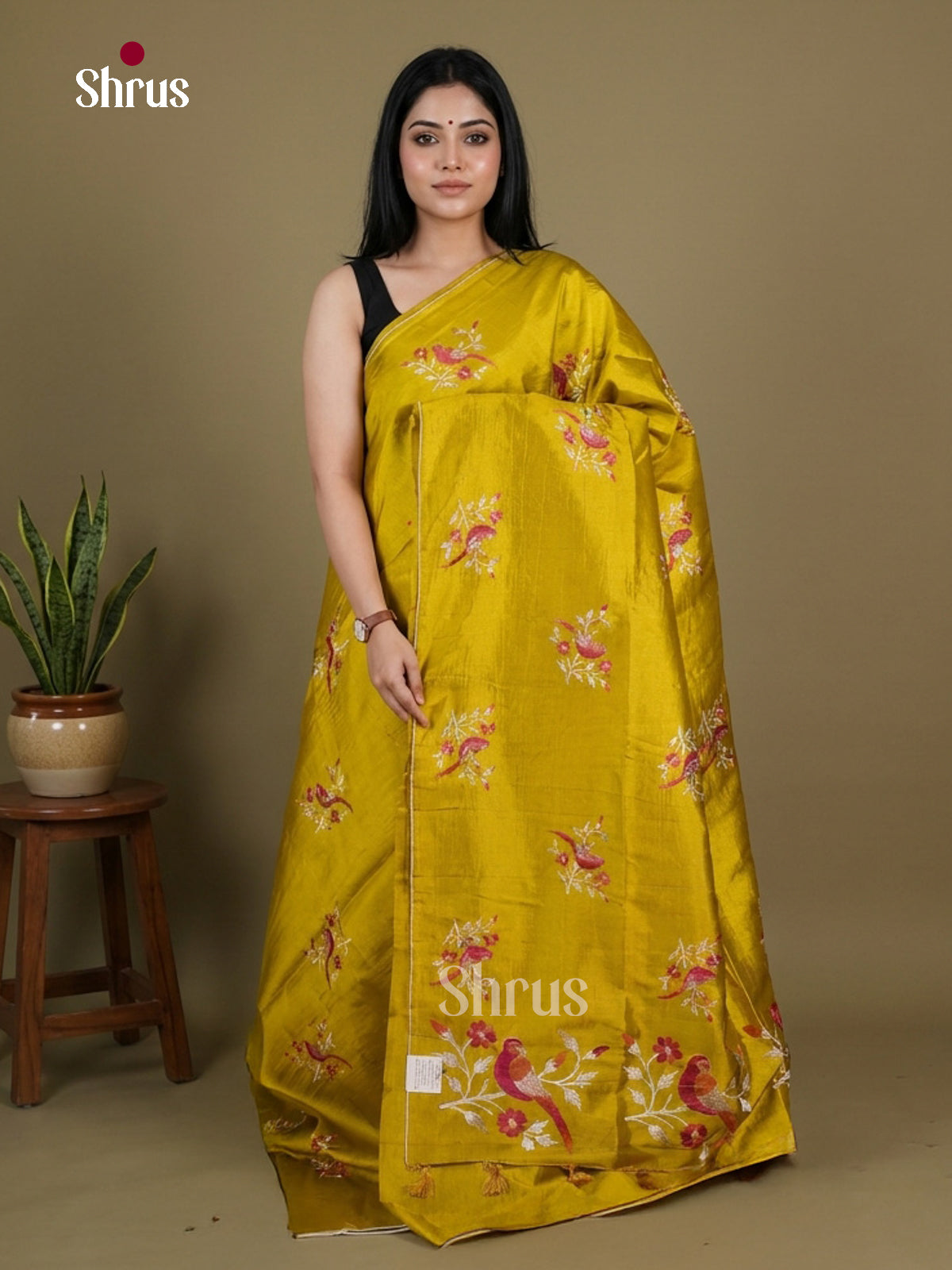Semi Rawsilk Embroidery Saree - EI10588