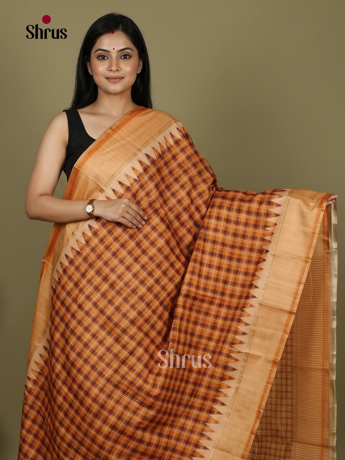 Mustard -Semi Tussar Saree