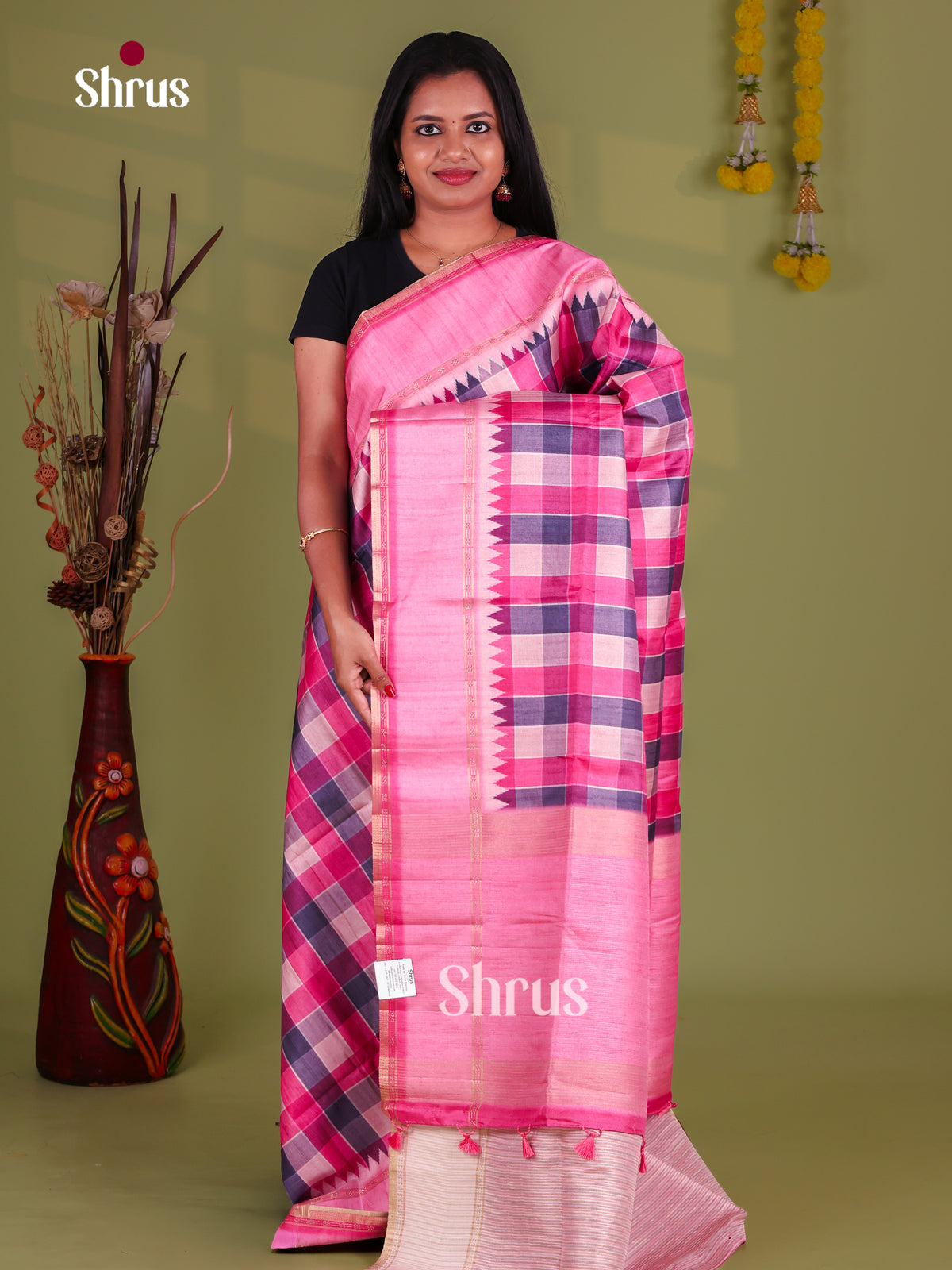 Pink & Cream - Semi Tussar Saree