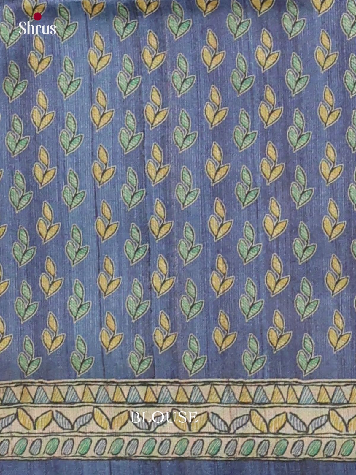 Blue & Cream - Printed Madhubani Saree - - Shop on Shrus.com