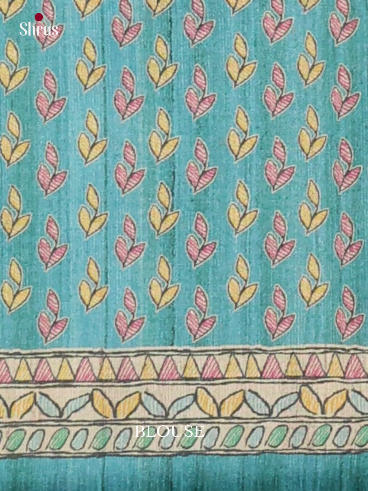 Light Blue - Printed Madhubani Saree - Shop on Shrus.com