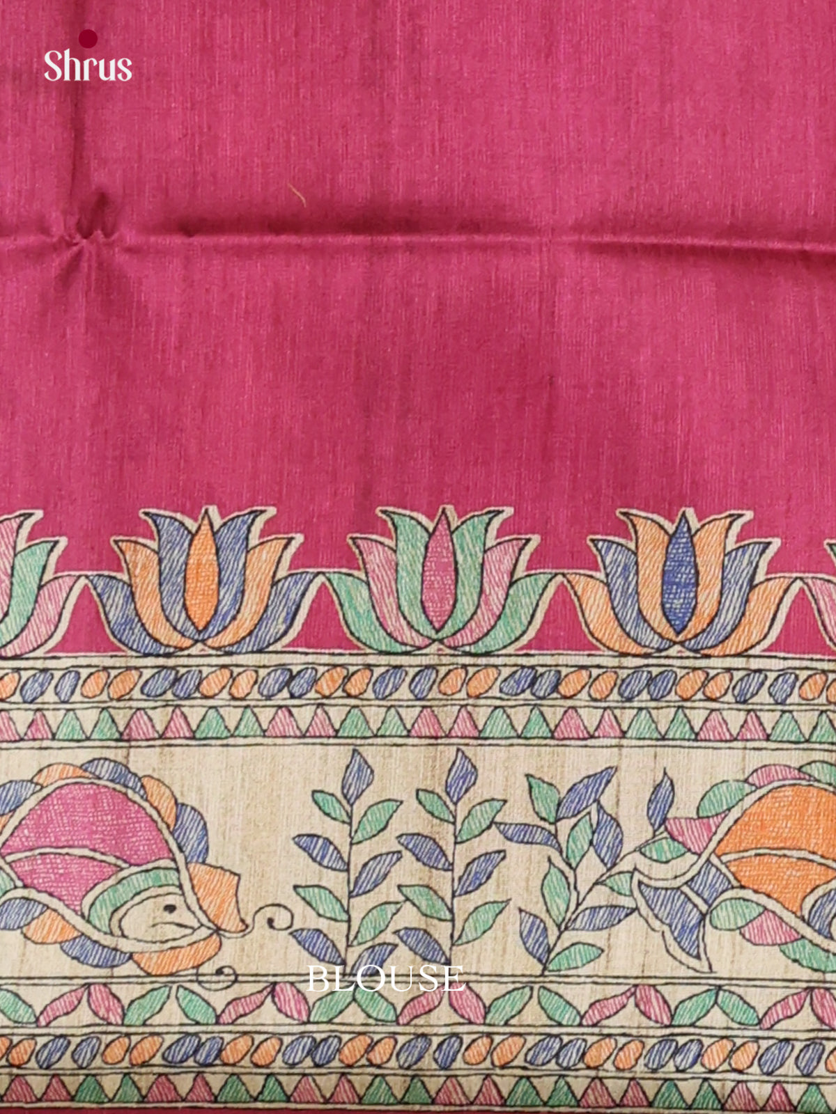 Maroon & Cream - Printed Madhubani Saree - Shop on Shrus.com