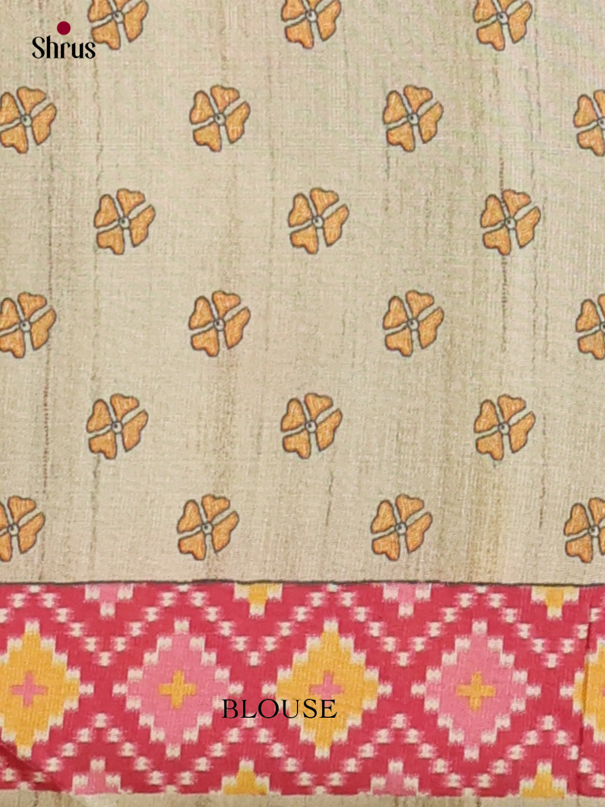 Beige & Pink - Printed Madhubani Saree - Shop on Shrus.com