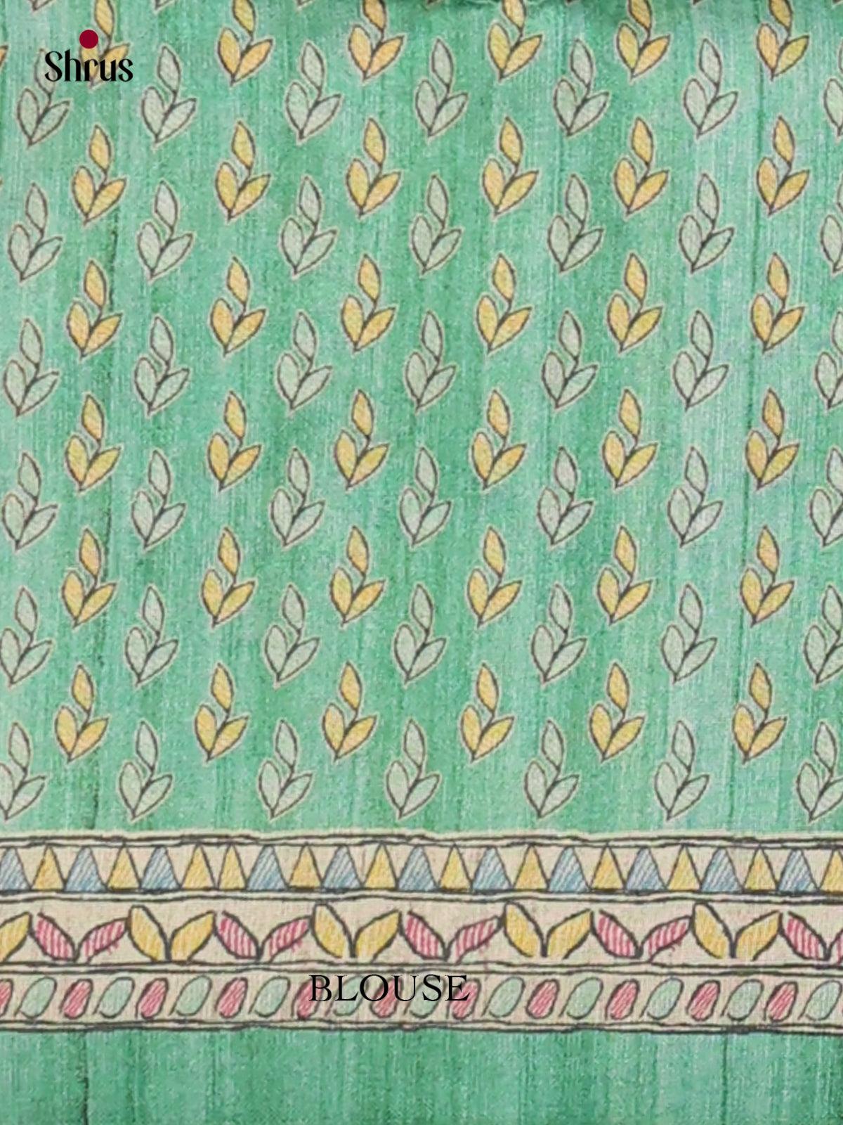 Green & Cream - Printed Madhubani Saree - Shop on Shrus.com