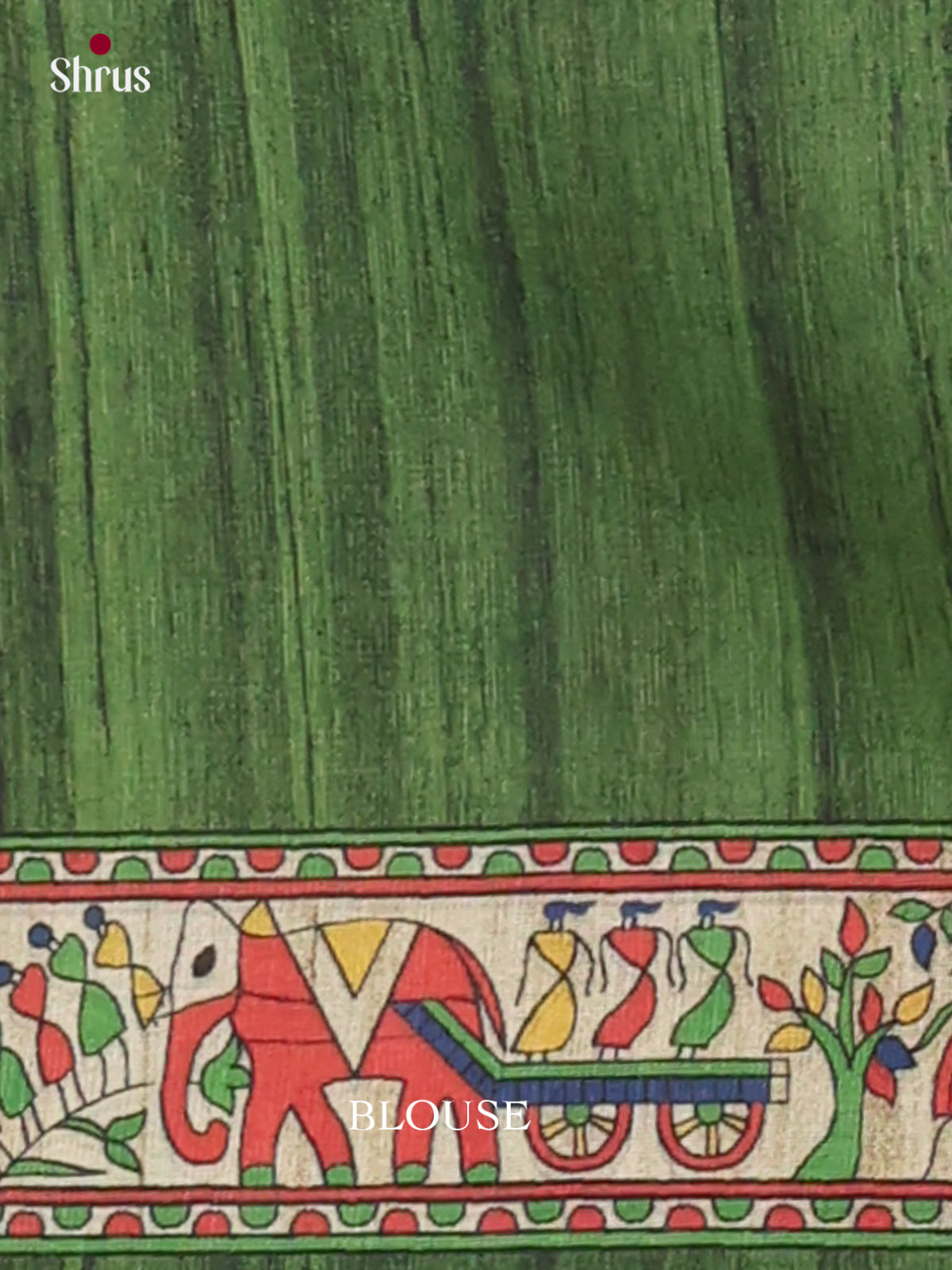 Green & Cream - Printed Madhubani Saree - EI16779 - Shop on Shrus.com