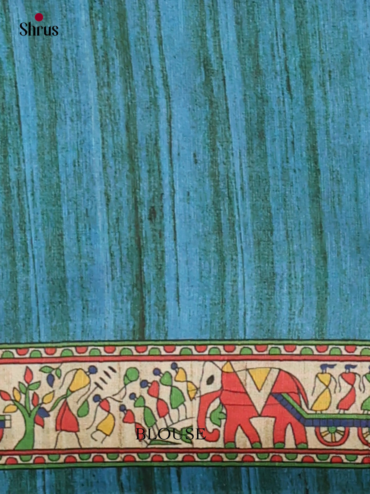 Blue & Cream - Printed Madhubani Saree - Shop on Shrus.com