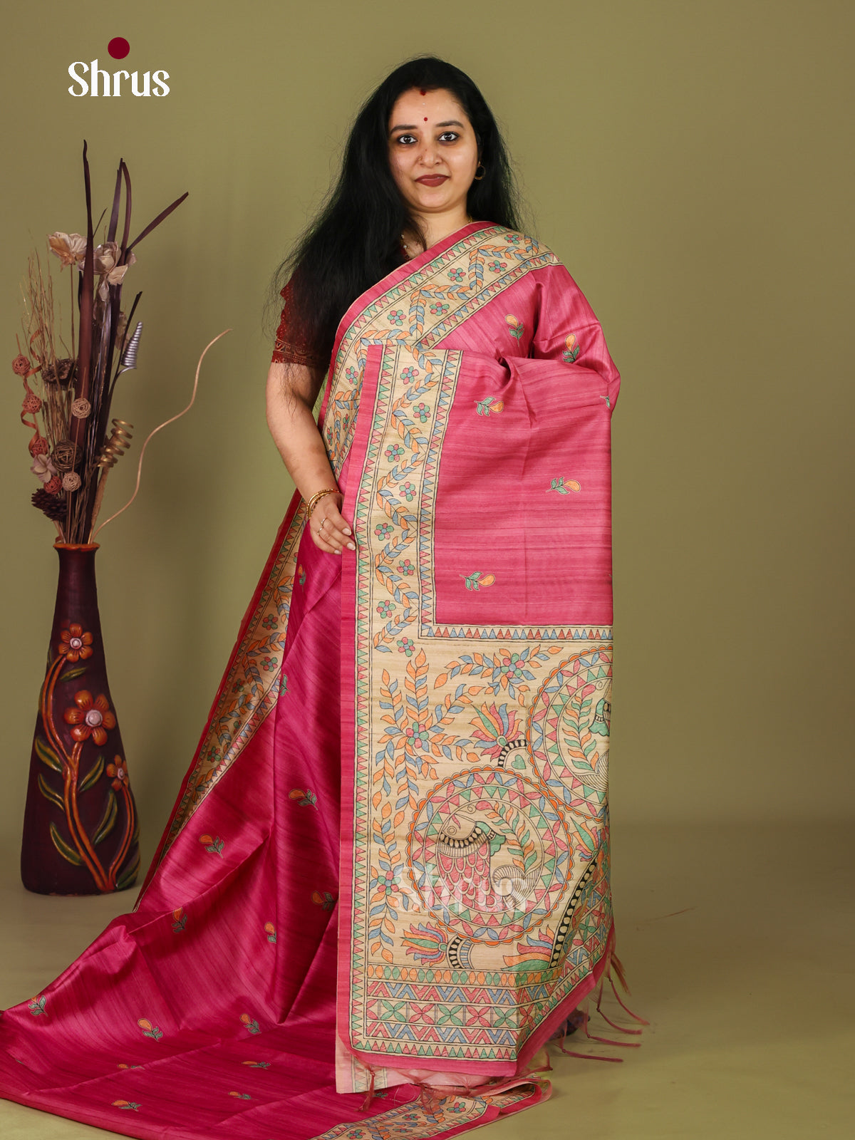Printed Madhubani Saree - EI16821 - Shop on Shrus.com