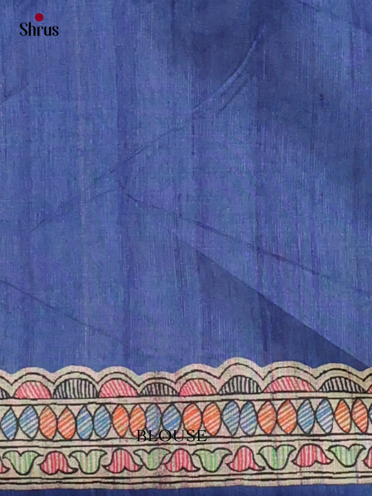 Blue & Cream - Printed Madhubani Saree - Shop on Shrus.com