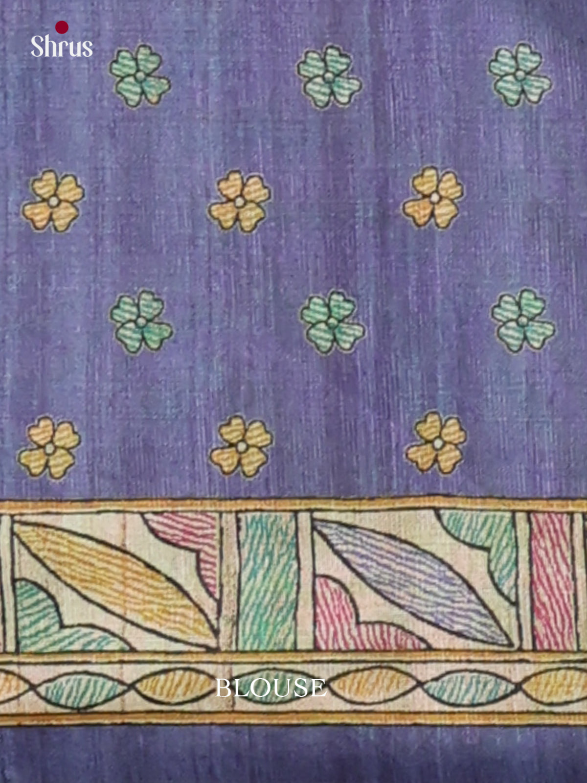 Blue & Cream - Printed Madhubani Saree - Shop on Shrus.com