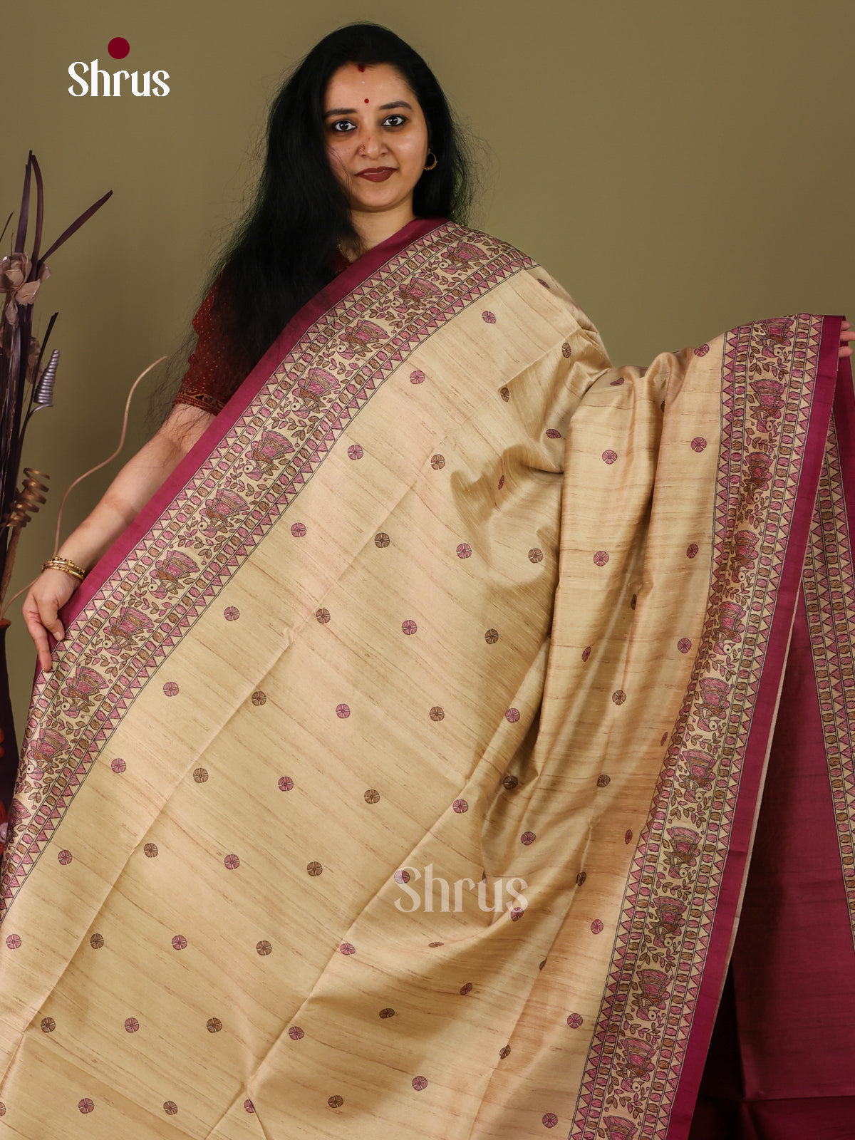 Printed Madhubani Saree - EI16870 - Shop on Shrus.com