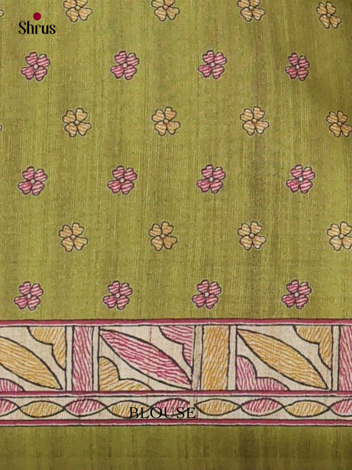 Green & Cream - Printed Madhubani Saree - Shop on Shrus.com
