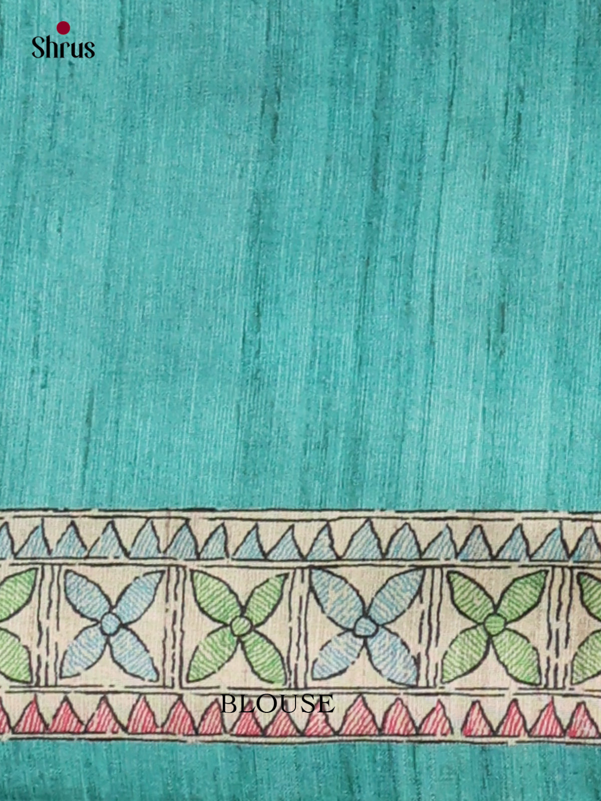 Sky blue & Cream - Printed Madhubani Saree - Shop on Shrus.com