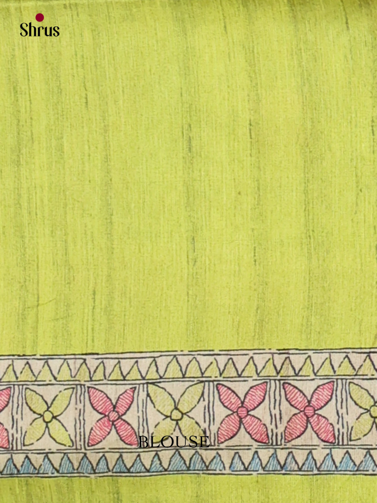 Lime Green - Printed Madhubani Saree - EI16878 - Shop on Shrus.com