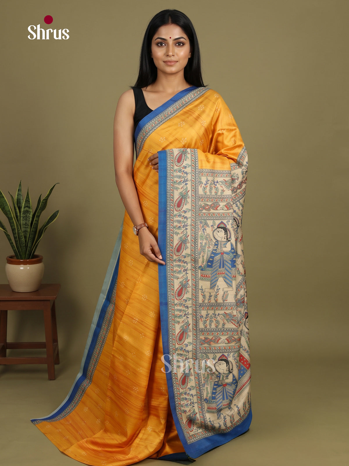 Printed Madhubani Saree - EI16898 - Shop on Shrus.com