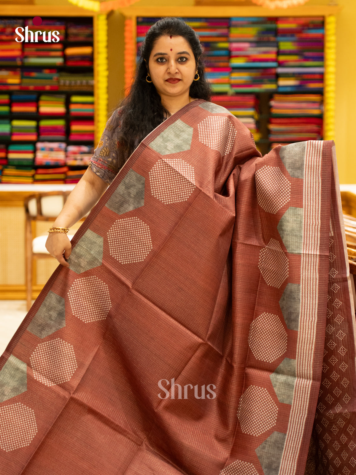 Printed Semi Tussar Saree - EI17116