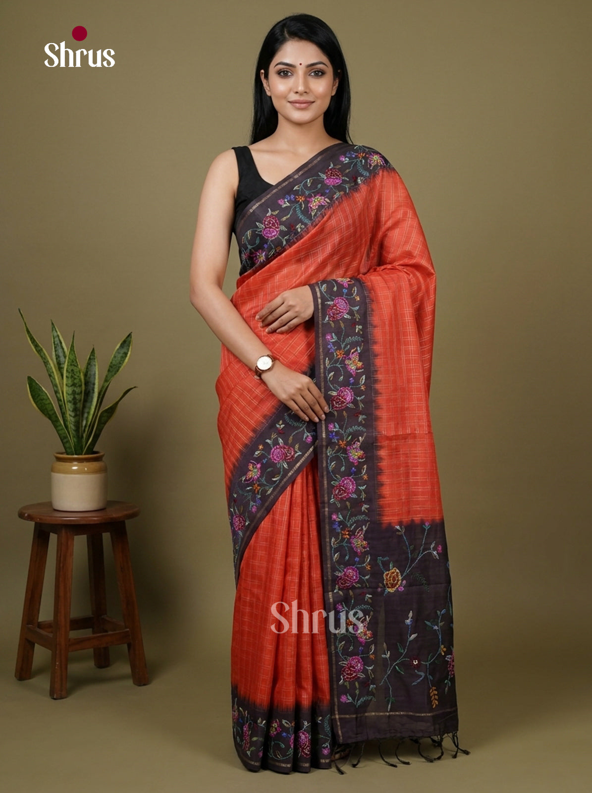 Tussar Embroidery Saree - EI17217
